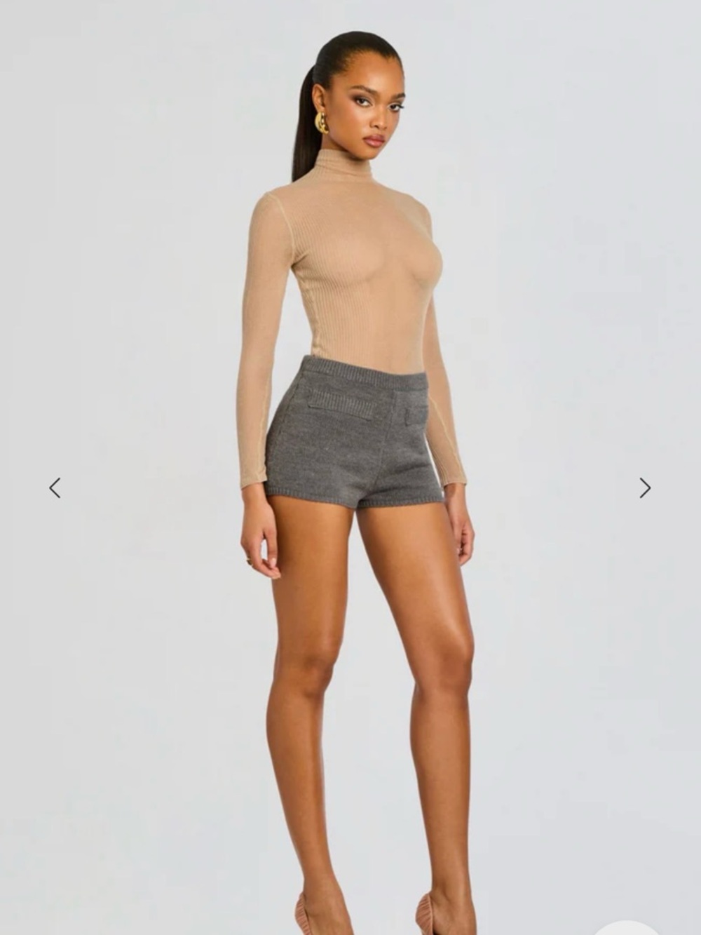 Retrofete High-Waist Knit Shorts in Gray